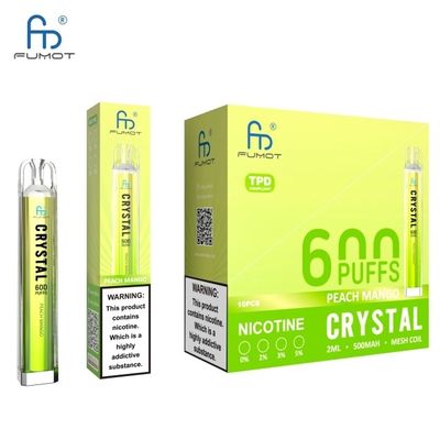 Tobacco Flavored 600 Puff Vape E Liquid Vape Disposable Rechargeable 5%/2% Nicotine Salt