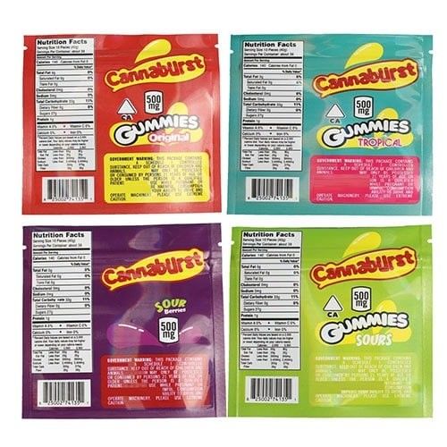 Cannaburst Custom Mylar Bag 500mg Storage Capacity Smell Proof